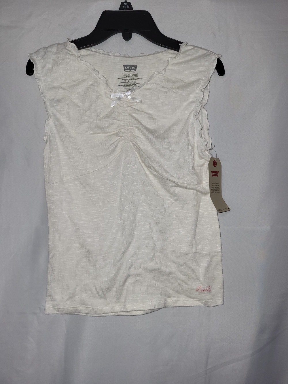 Nwt Girls Size Large Levi's Cream Ruffled Sleeveless Shirt